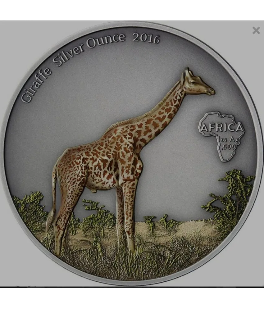 Reproduction Coin - Giraffe 1000 Francs Gabonaise Silver Plated Coin