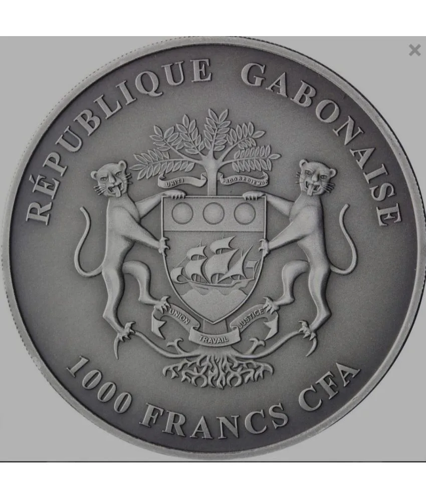 Reproduction Coin - Giraffe 1000 Francs Gabonaise Silver Plated Coin