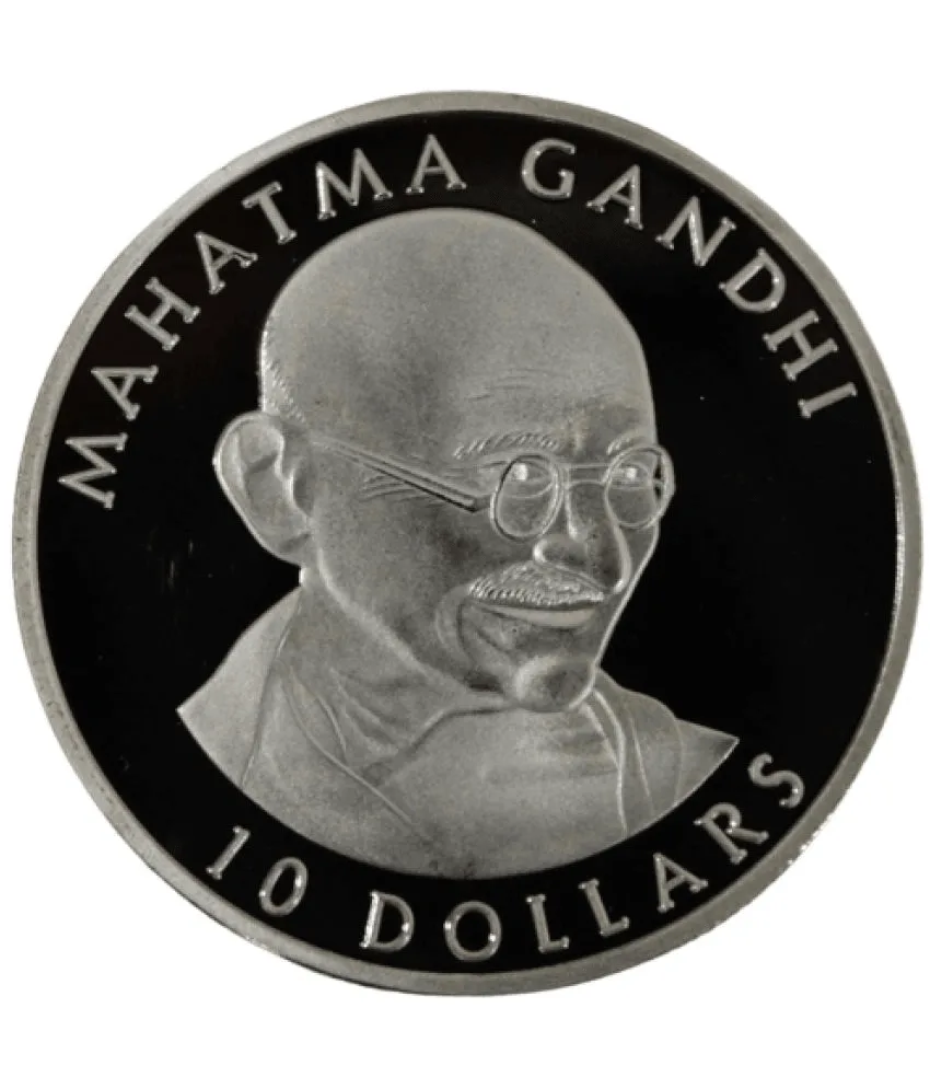 Reproduction Coin - Mahatma Gandhi 10 Dollars 2002 Silver Plated Coin of Liberia
