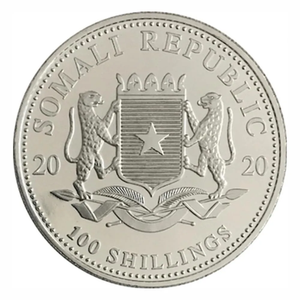 Reproduction Coin –Somali 100 Shillings 2020- African Wildlife Elephant Silver Plated Commemorative UNC Coin