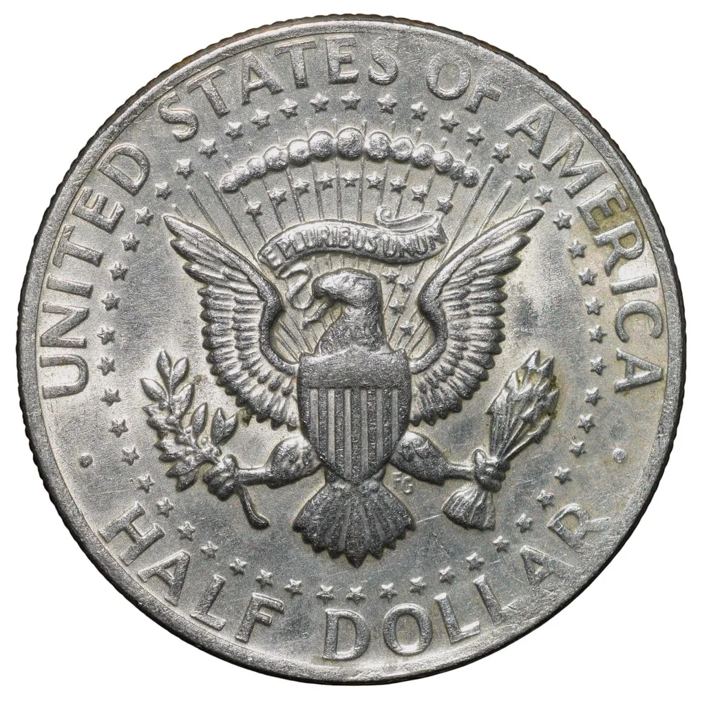 Copper-Nickel 1/2 Dollar of USA (AD 1972) with Portrait of John F. Kennedy