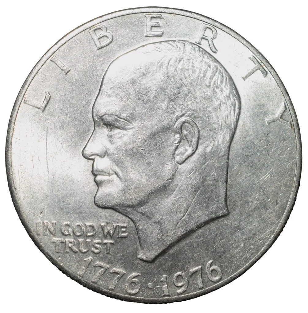 Old Copper-Nickel 1 Dollar of USA (AD 1976) Large "Eisenhower Dollar" United States 200th Anniversary of Independence Scarce
