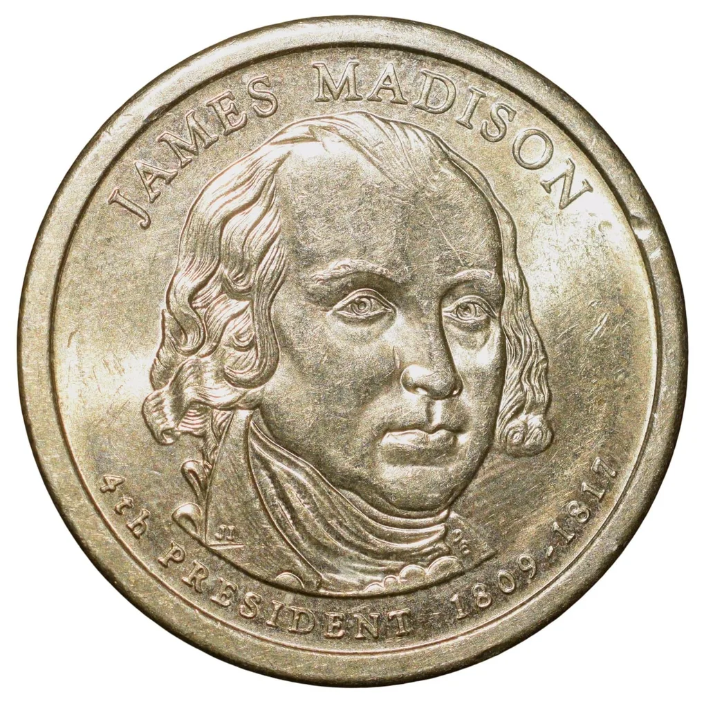 Brass 1 Dollar of United States of America (AD 2007) Commemorative Issue - James Madison - 4th President - 1809-1817