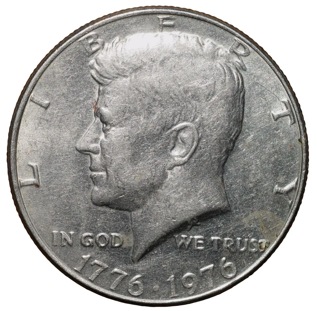 Copper-Nickel 1/2 Dollar of USA (AD 1976) Commemorative issue - Bicentenary of the United States Declaration of Independence 1776-1976 About UNC Grade