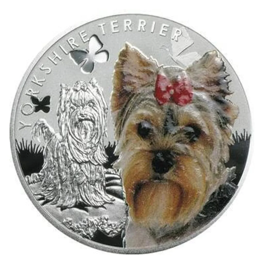 Reproduction Coin - Niue 1 Dollar- 2014 Elizabeth II Yorkshire Terrier Commemorative UNC Beautiful Rare Silver Plated Coin