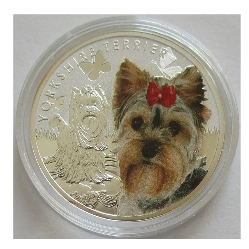 Reproduction Coin - Niue 1 Dollar- 2014 Elizabeth II Yorkshire Terrier Commemorative UNC Beautiful Rare Silver Plated Coin