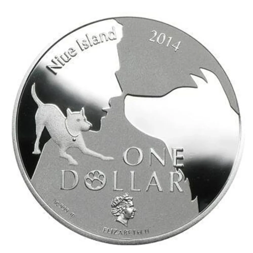 Reproduction Coin - Niue 1 Dollar- 2014 Elizabeth II Yorkshire Terrier Commemorative UNC Beautiful Rare Silver Plated Coin