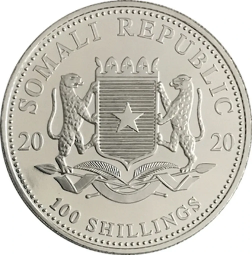 Reproduction Coin – 100 Shillings 2020 Somali African Wildlife Elephant Silver Plated Commemorative UNC Coin