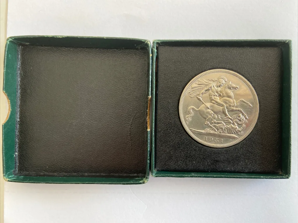 1951 Festival of Britain George VI Five Shilling Crown Coin With Box