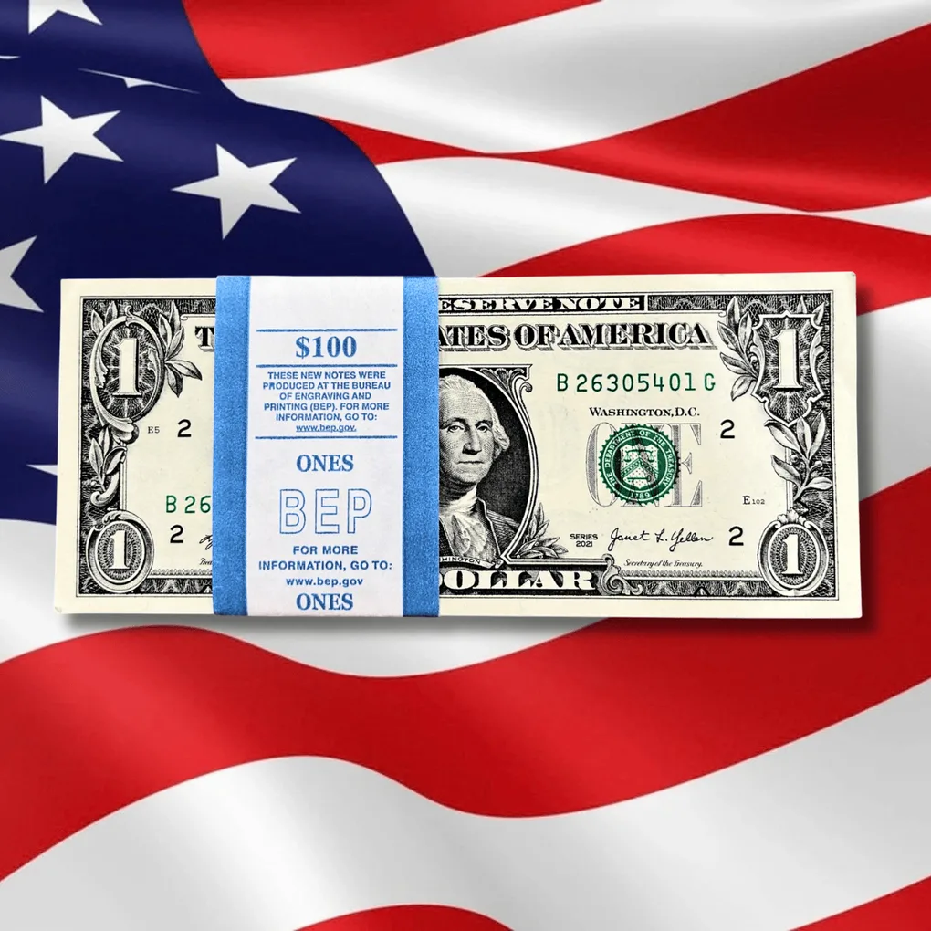 Full Serial USA $1 Dollar UNC Bundle – 100 Notes | United States One Dollar Packet | Cheapest Price in India