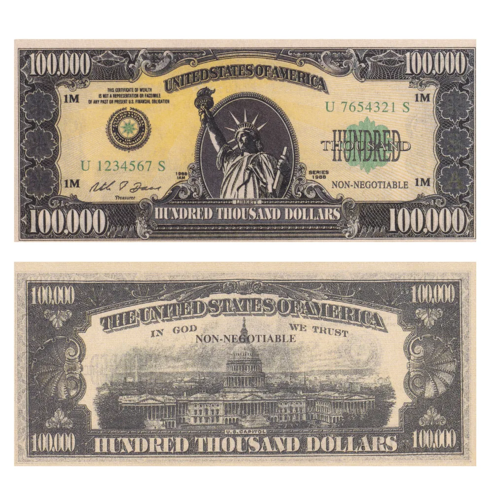 One Lac Dollar Bill With Certificate Rare Set#B2