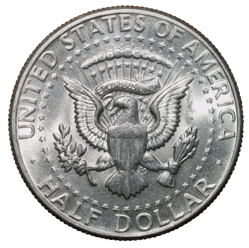 Copper-Nickel 1/2 Dollar of USA (AD 1971) with Portrait of John F. Kennedy UNC Grade