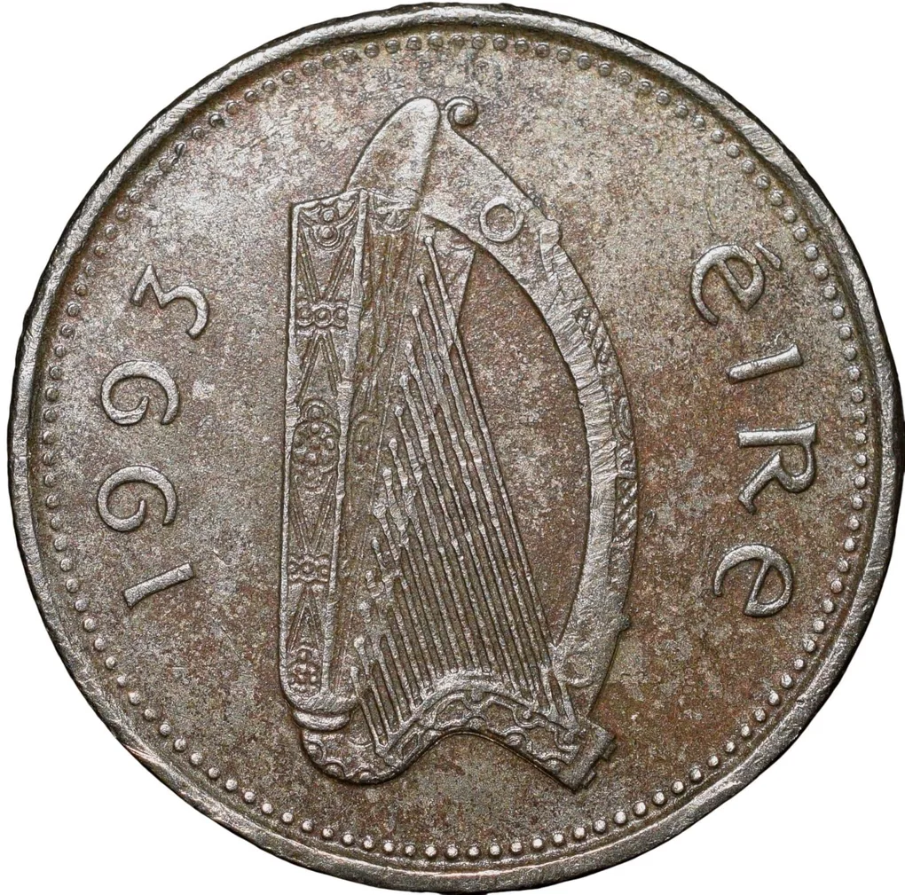 Copper-Nickel 10 Pence of Elizabeth II (AD 1993) from Ireland with salmon Fish