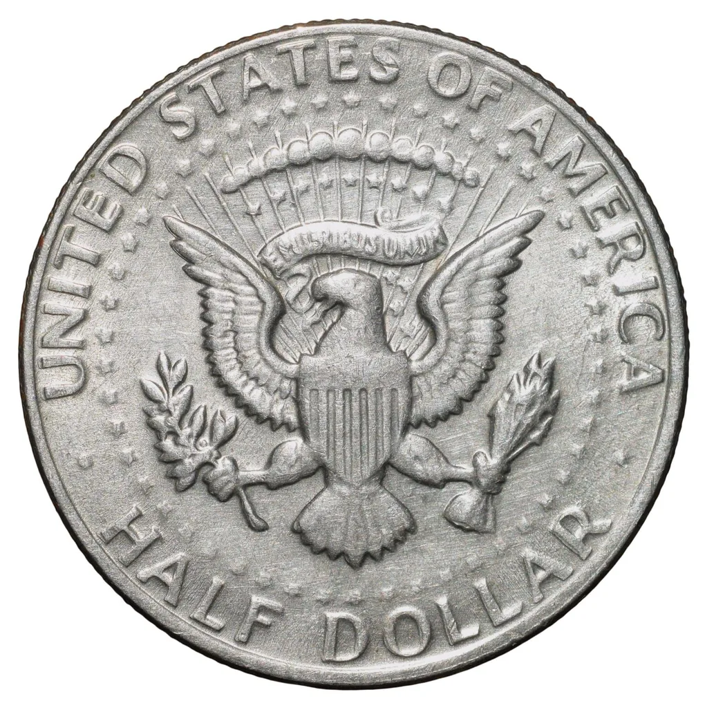 Copper-Nickel 1/2 Dollar of USA (AD 1972) with Portrait of John F. Kennedy