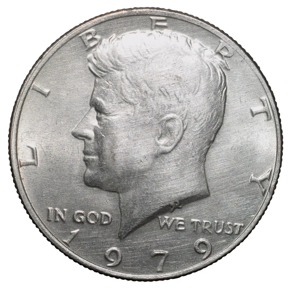 Copper-Nickel 1/2 Dollar of USA (AD 1979) with Portrait of John F. Kennedy