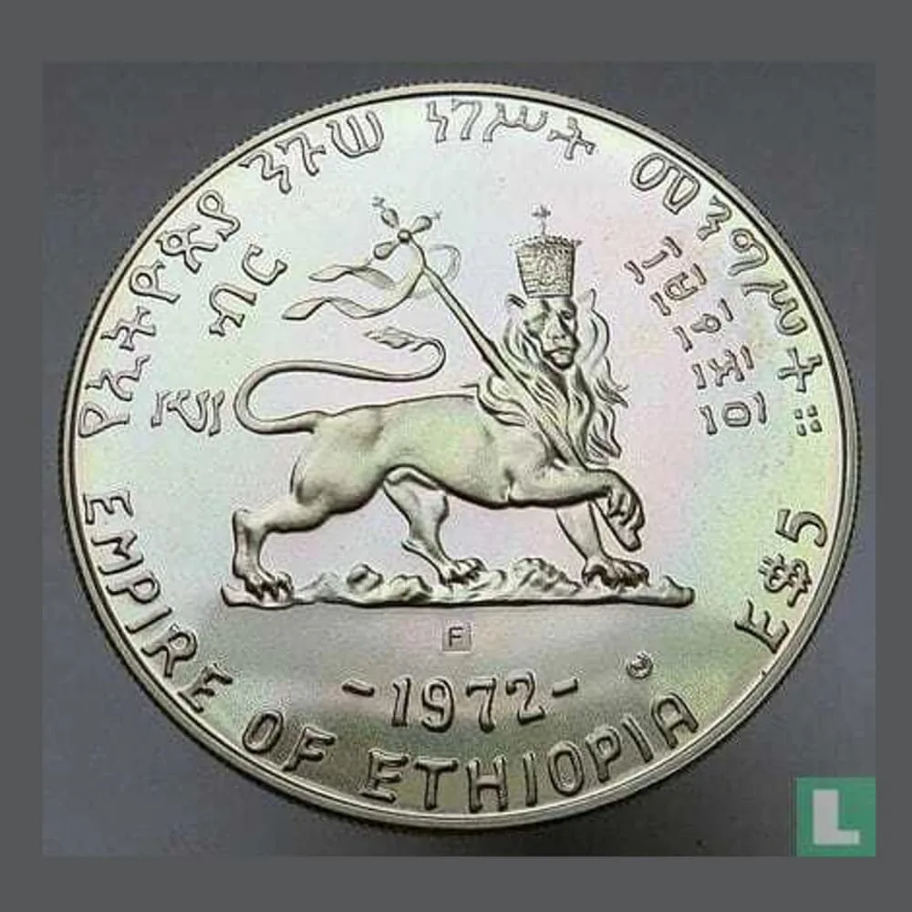 Reproduction Coin - Ethiopia 5 Dollars 1972 Zauditu Commemorative UNC Beautiful Rare Silver Plated Coin