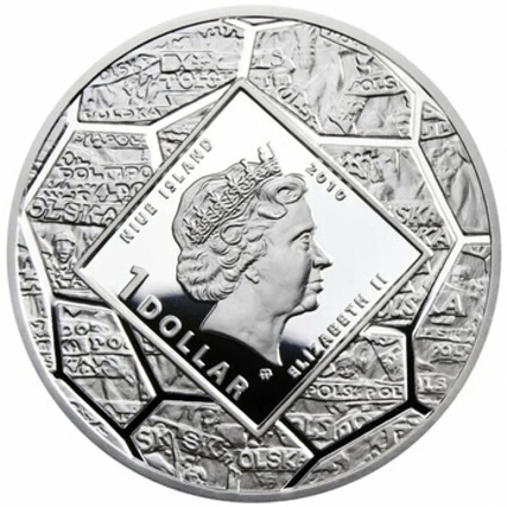 Reproduction Coin – NIUE Island 1 Dollar 2010 - Elizabeth II Gdansk Silver Plated Commemorative UNC Coin