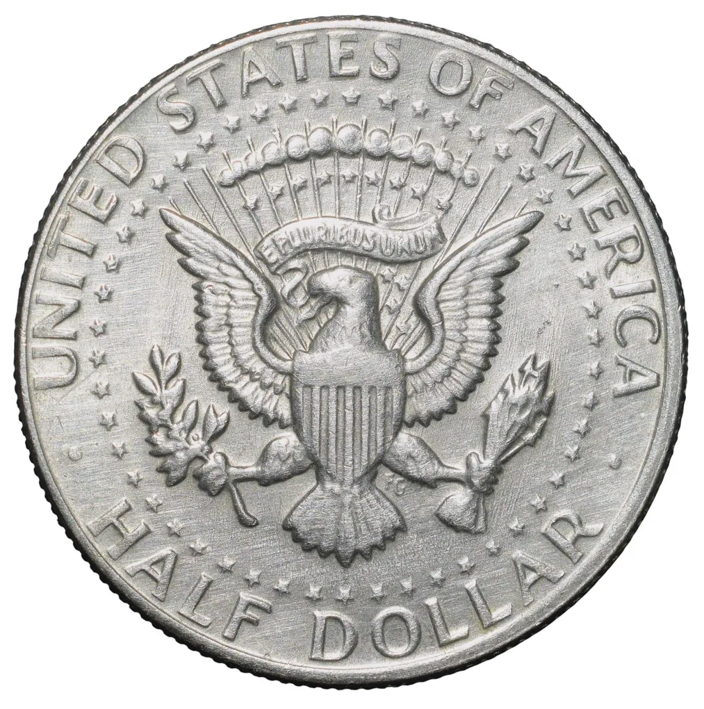 Copper-Nickel 1/2 Dollar of USA (AD 1972) with Portrait of John F. Kennedy