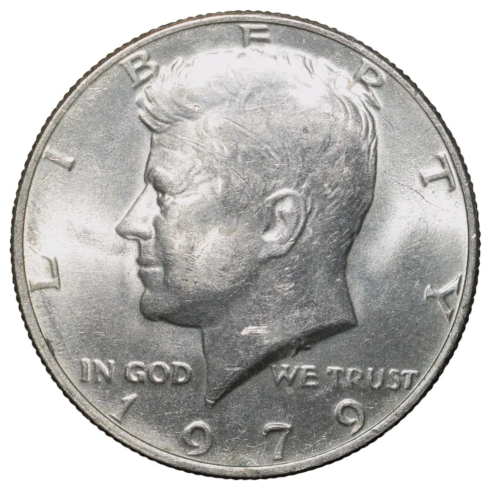 Copper-Nickel 1/2 Dollar of USA (AD 1979) with Portrait of John F. Kennedy