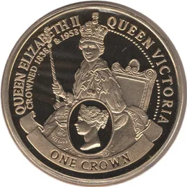 1 Crown Elizabeth II Coronation Jubilee of Queen Victoria & Queen Elizabeth II Unique and Rare