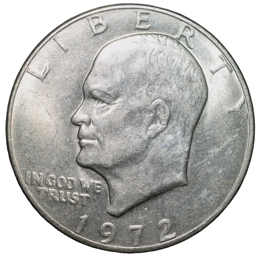 Old Copper-Nickel 1 Dollar of USA (AD 1972) Large "Eisenhower Dollar" The Apollo 11 Mission Insignia Scarce