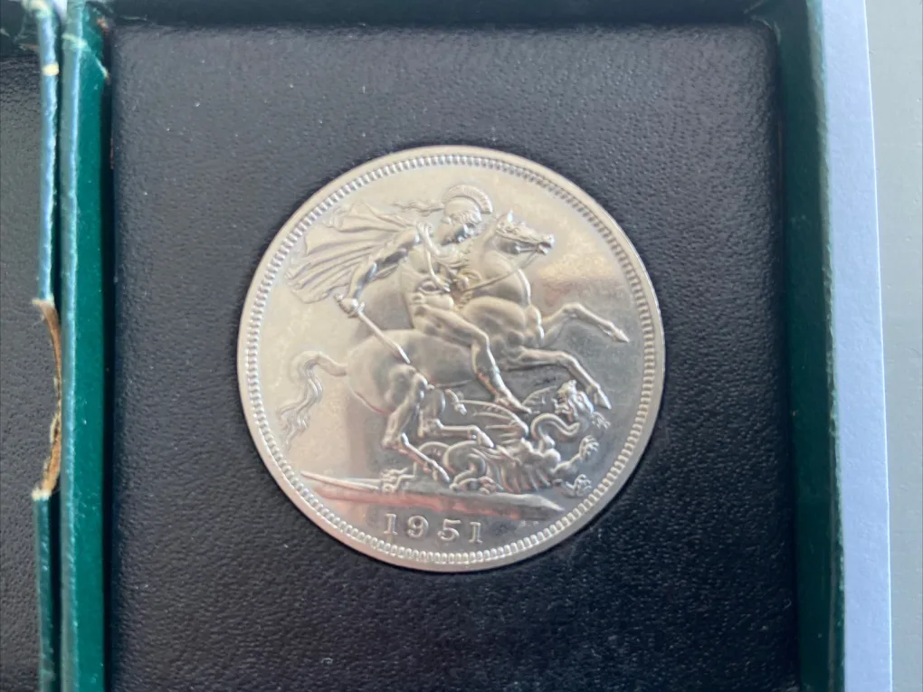 1951 Festival of Britain George VI Five Shilling Crown Coin With Box