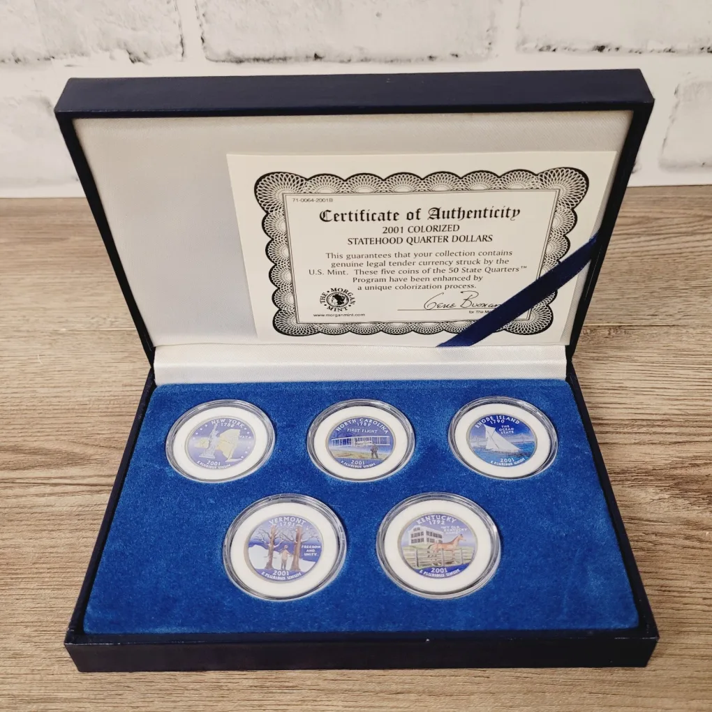 2001 State Quarter Colorized Editions (5 Coins Set) Enhanced Morgan Mint