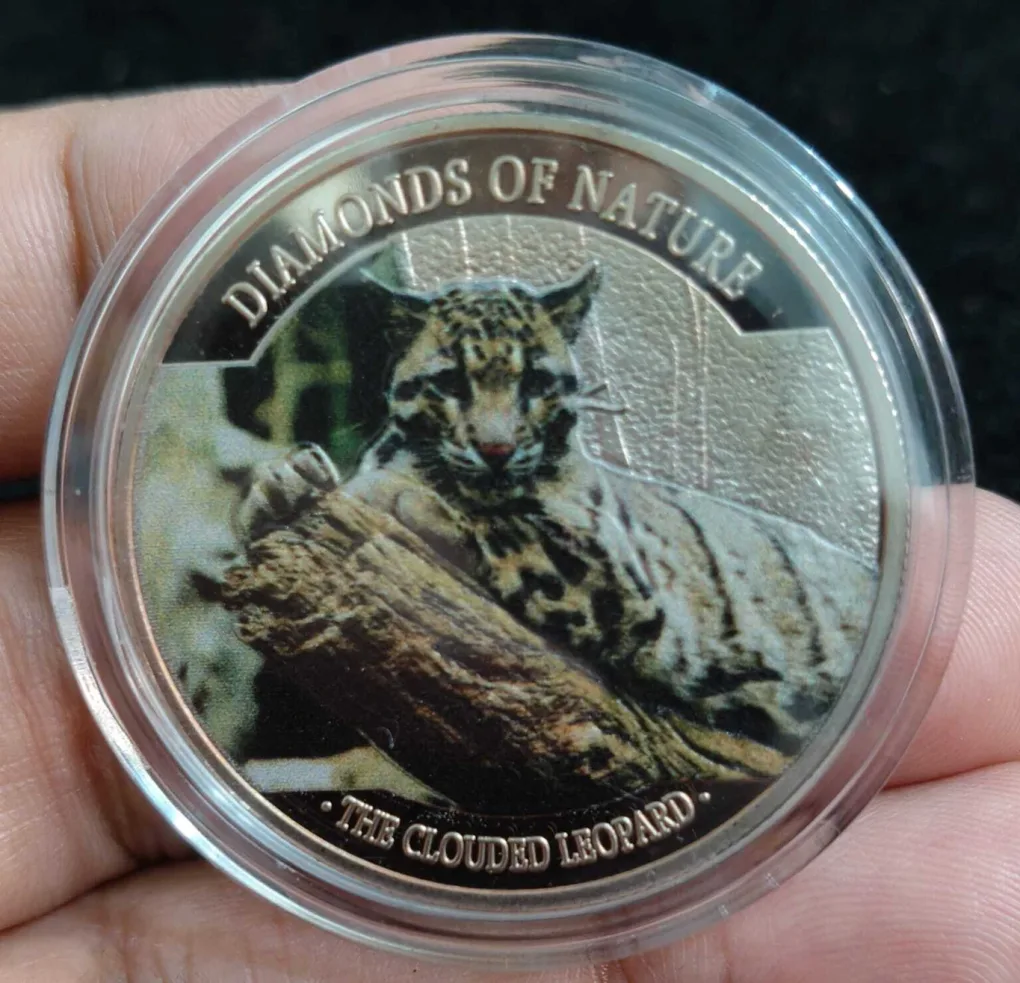 Reproduction Coin – Clouded Leopard Diamonds of Nature 10$ Fiji 2013 Silver Plated Commemorative UNC Coin