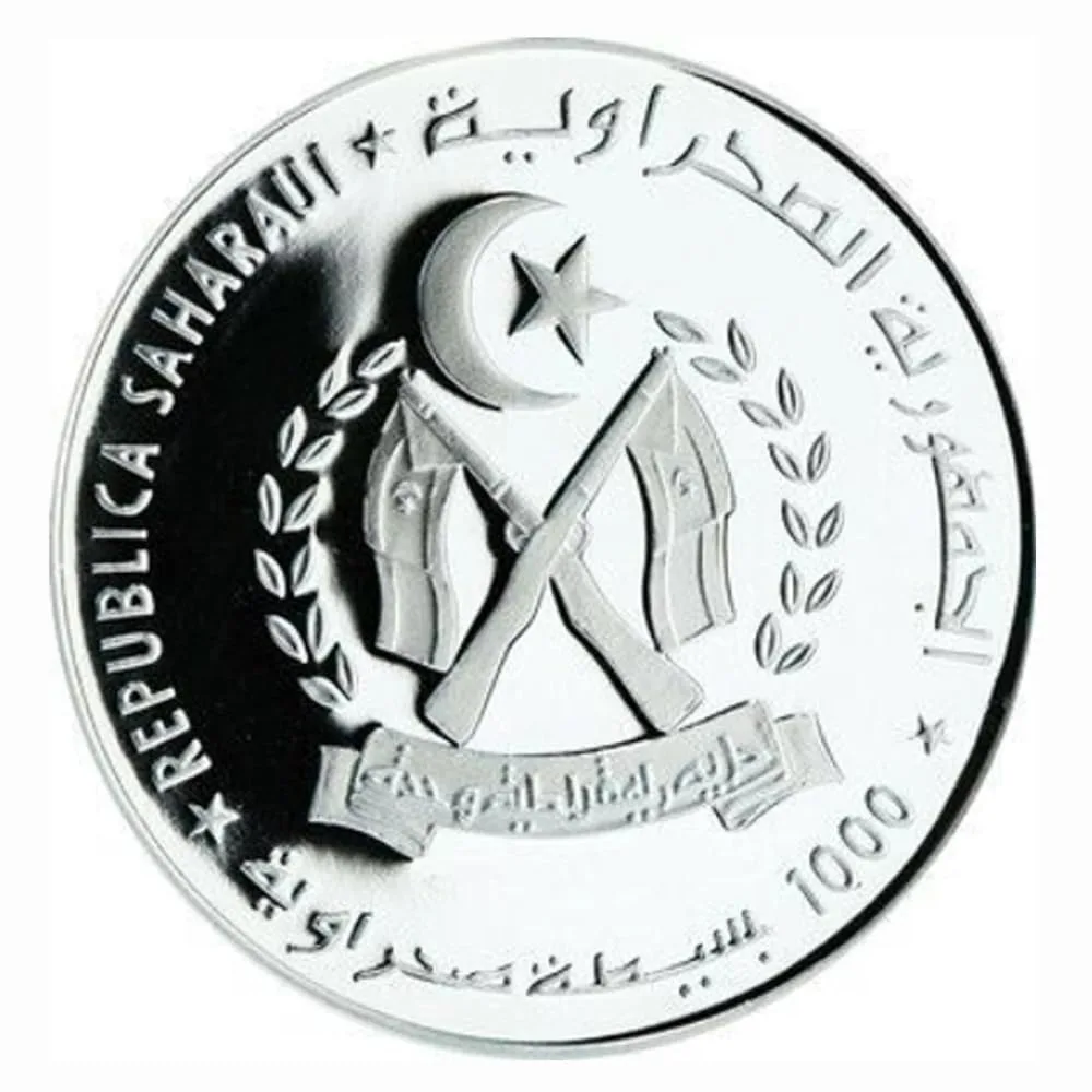 Reproduction Coin - Sahara Occidental 1000 Pesetas 1998 Viking Ship Commemorative UNC Beautiful Silver Plated Coin