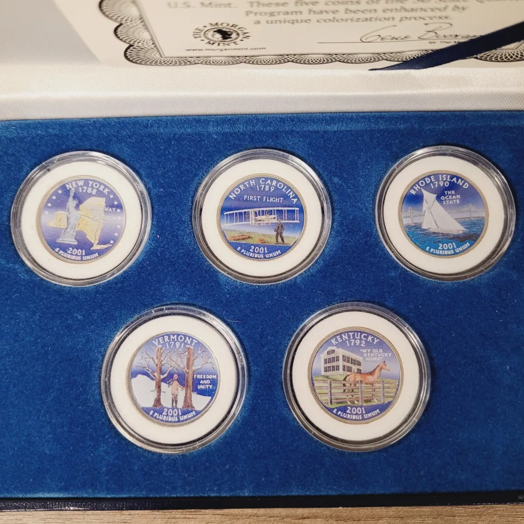 2001 State Quarter Colorized Editions (5 Coins Set) Enhanced Morgan Mint