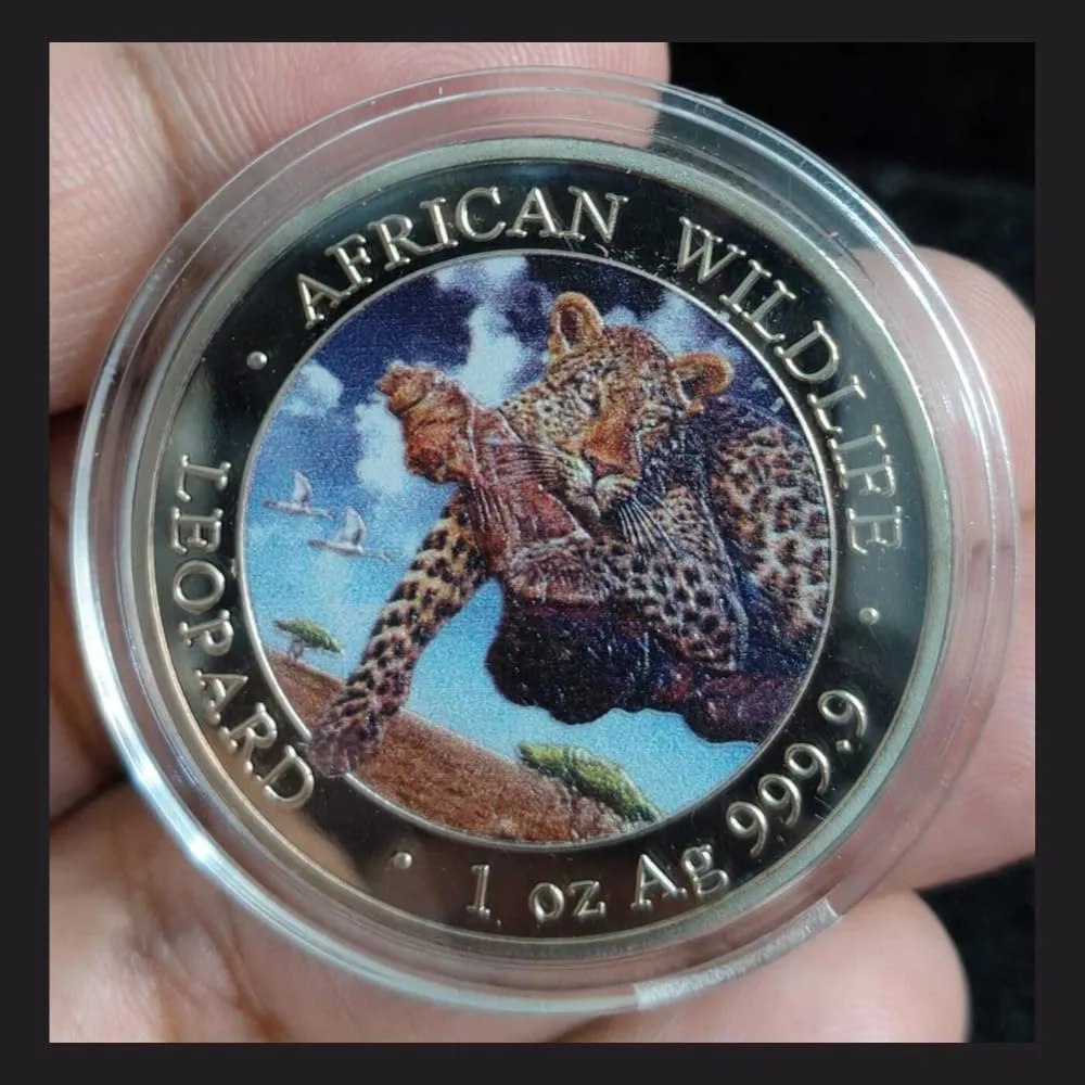 Reproduction Coin – African Wildlife 100 shillings 2020 - Leopard Silver Plated Commemorative UNC Coin