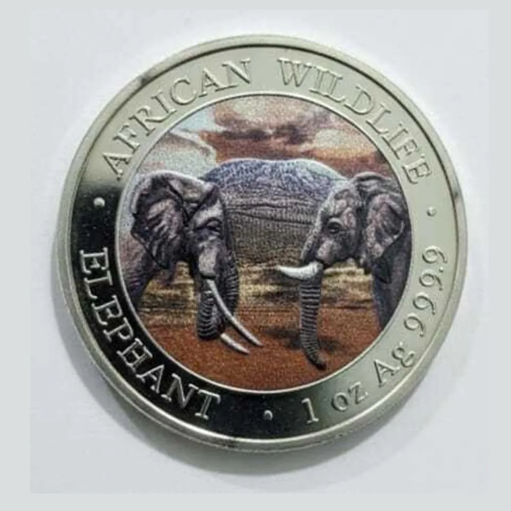 Reproduction Coin –Somali 100 Shillings 2020- African Wildlife Elephant Silver Plated Commemorative UNC Coin