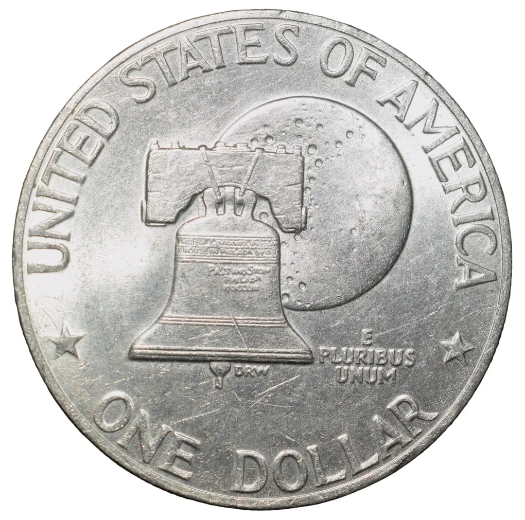 Old Copper-Nickel 1 Dollar of USA (AD 1976) Large "Eisenhower Dollar" United States 200th Anniversary of Independence Scarce