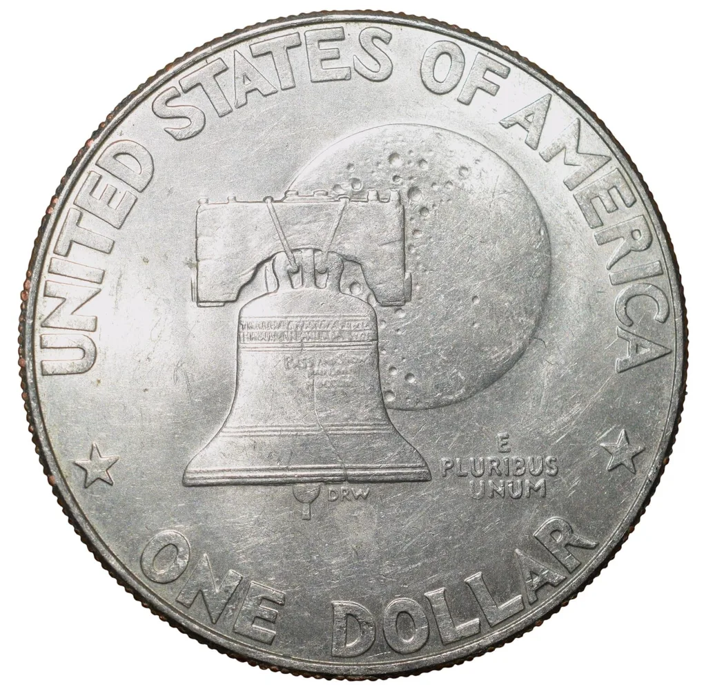 Old Copper-Nickel 1 Dollar of USA (AD 1976) Large "Eisenhower Dollar" United States 200th Anniversary of Independence Scarce