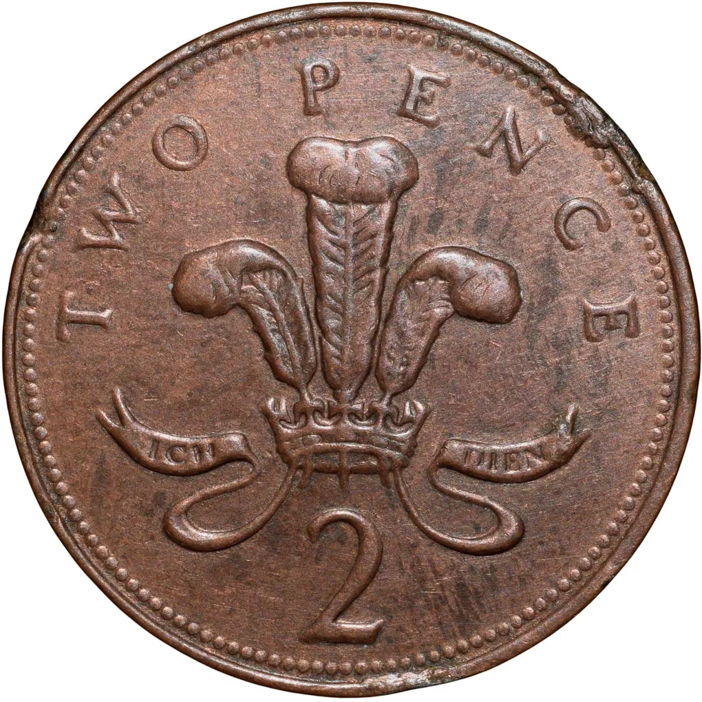 Bronze 2 Pence of Elizabeth II (AD 1998) from United Kingdom
