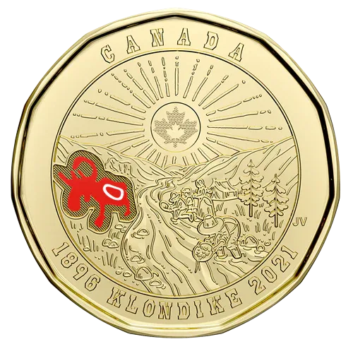 2021 Canada Dollar 1 Loonie Klondike Gold Rush Colorised UNC Canada Mint Coin Unique and Rare