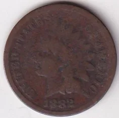 Indian Head Condition One Cent 1882 Bronze Coin
