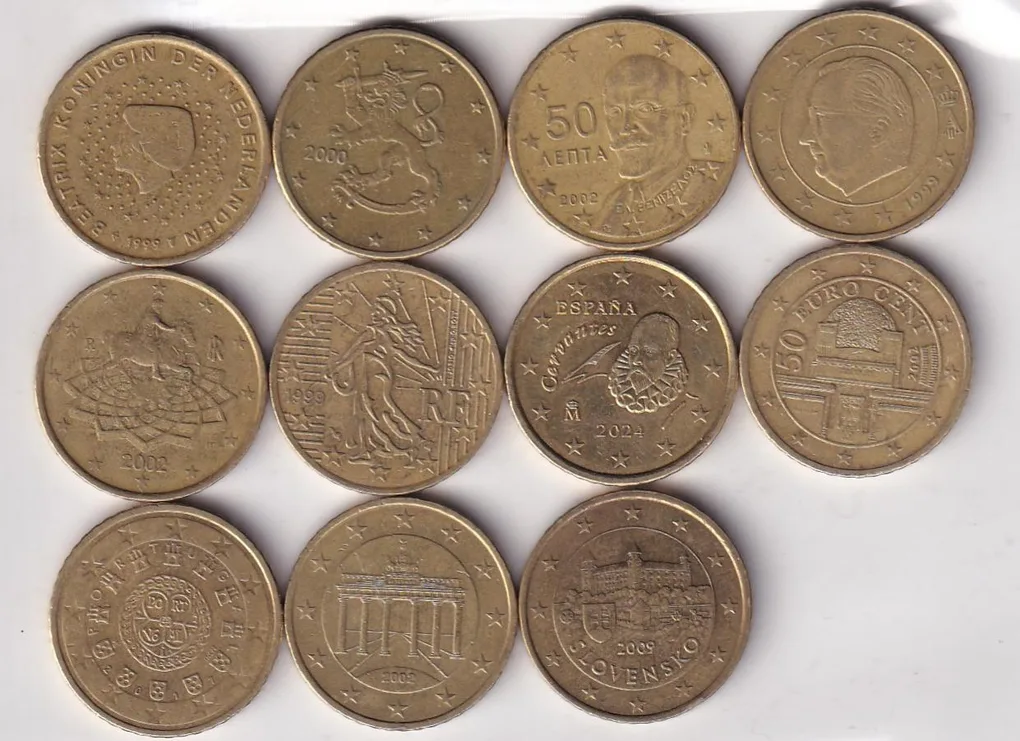 11 Different All Commemorative Rare 50 Cent Euro (11 Coin Set) #E-311