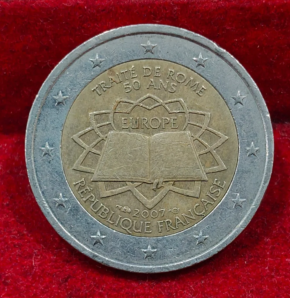 Germany 2 Euros 2007 Treaty of Rome Rare Bimetallic Commemorative issue Rare Coin #E-306