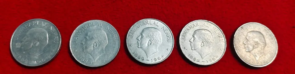 1 Rupee Jawaharlal Nehru 1889-1964 Year 1964 Two Coin Price 700
