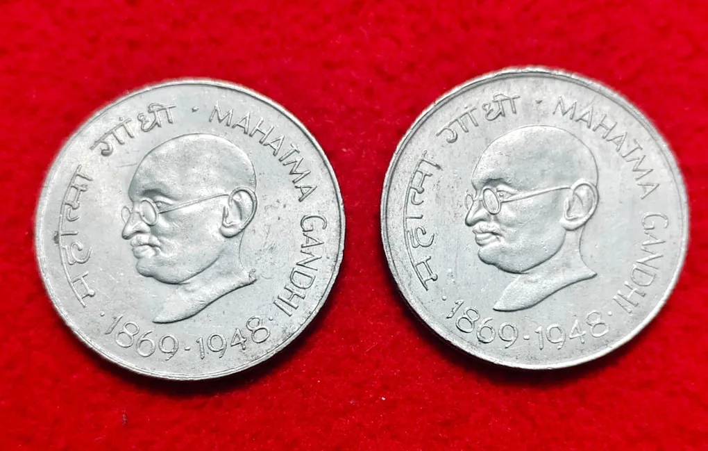 Mahatma Gandhi 1869-1948 (Centennial Issue) Calcutta Mint 2 Coin Set