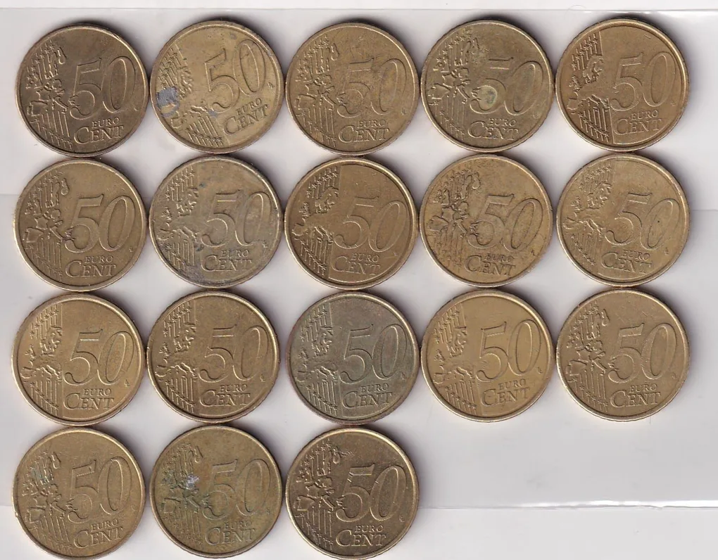 18 Different 50 Euro Cent Rare (18 Coin ) Set#E-312