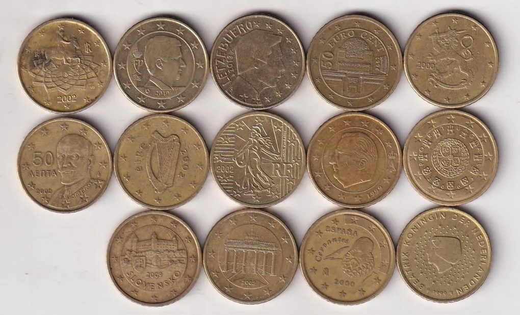 14 Different 50 Euro Cent Rare (14 Coin ) Set#E-314