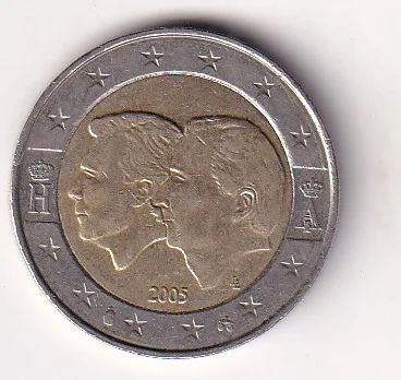 Belgium 2 Euros 2005 - Albert II Belgium-Luxembourg Economic Union Rare Bimetallic Commemorative Coin #E-333