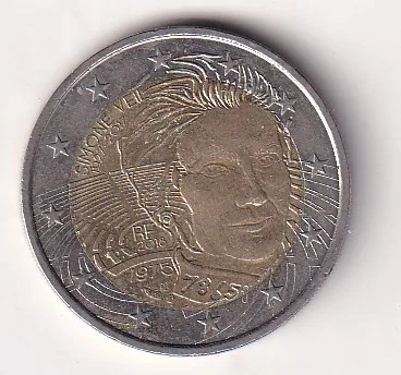 France 2 Euros -2018 Simone Veil Rare Bimetallic Commemorative Coin #E-336
