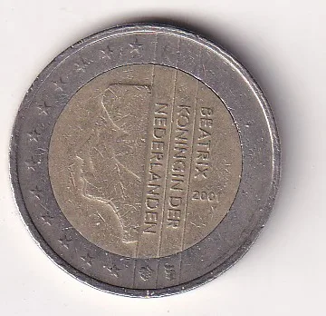 Netherlands 2 Euros - Beatrix Rare Bimetallic Commemorative Coin #E-340