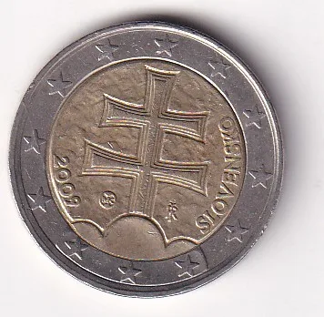 Slovakia 2 Euros (2009) Rare Bimetallic Coin#E-330