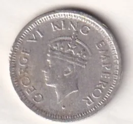 British-India ¼ Rupee (George VI) 1945 Rare Silver Coin#E-362