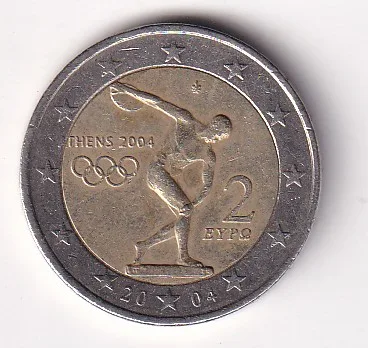 Greece 2 Euros (2004) Rare Bimetallic Commemorative Coin#E-347
