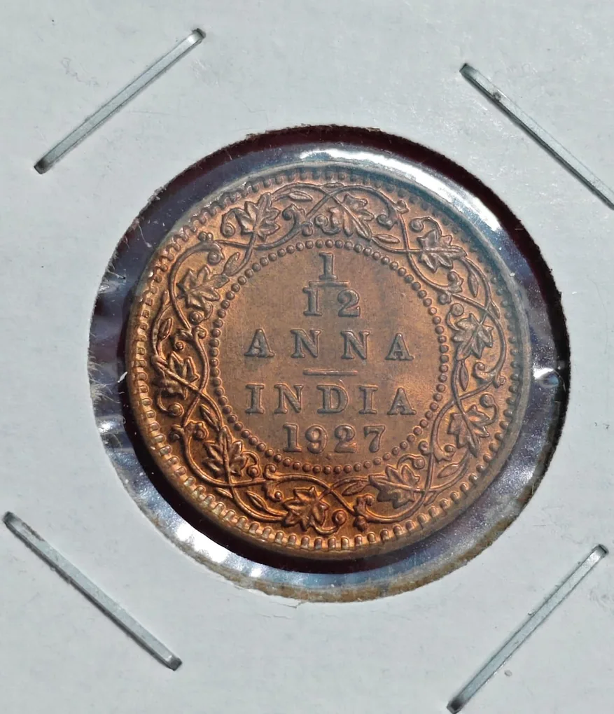 1/12 Anna 1927 Bombay Mint Coin George V King Emperor